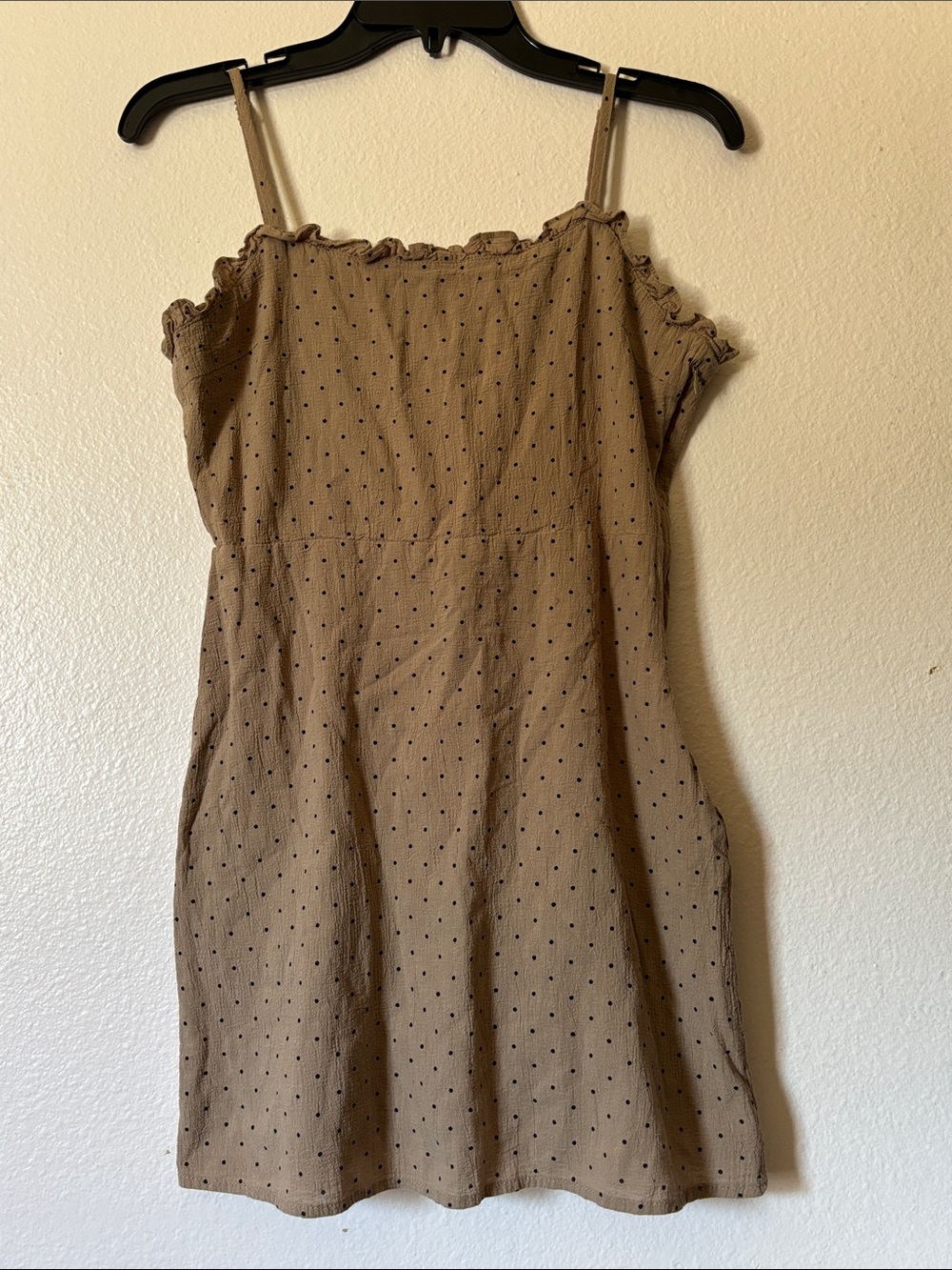 Grade & Gather Brown Polka Dot Babydoll Mini Dress - Size M